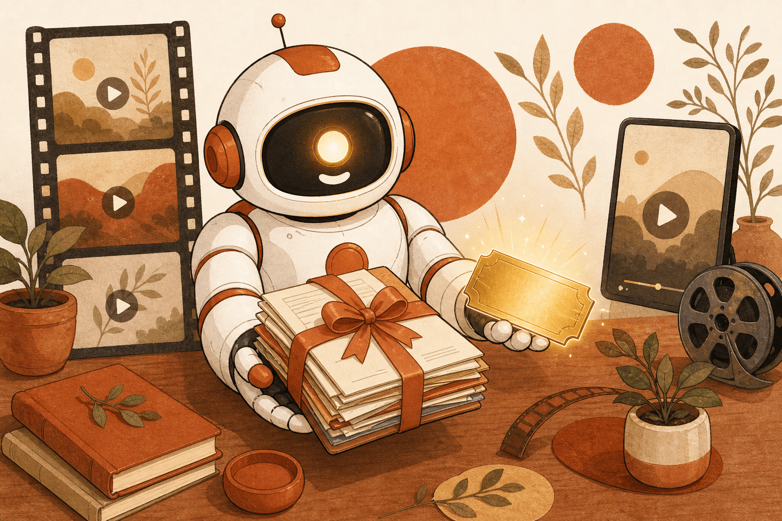หุ่นยนต์ยื่นชุดไฟล์ automation พร้อมคูปองทองให้นักเรียนคลังแสง
